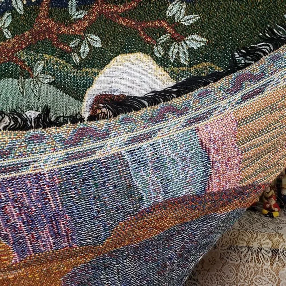 Beautiful Christmas Nativity Tapestry Throw 45x55 Fringe Blanket Wall Decor